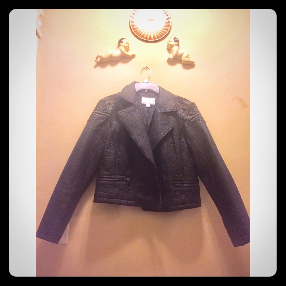 Faux leather boho motorcycle jacket 🏍